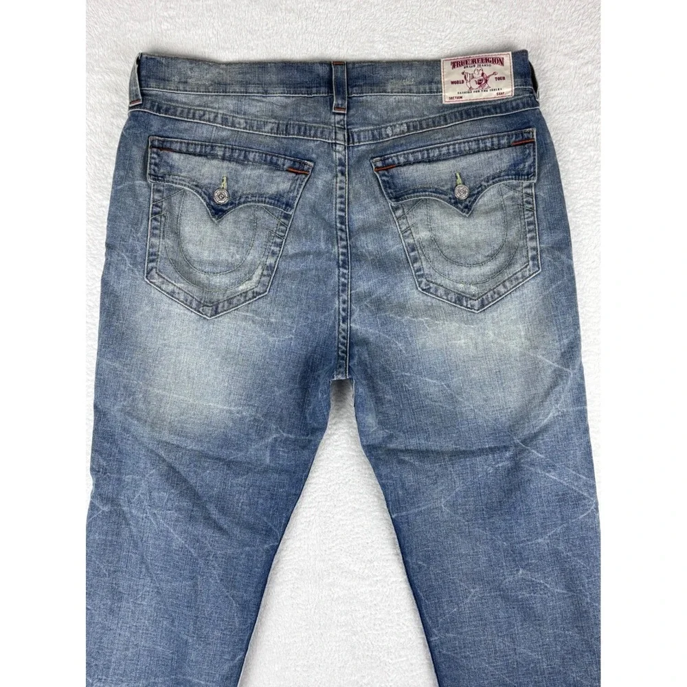 True Religion Slim Drop Rise Jeans Distressed Denim Size‎ 38 (40 Measured)